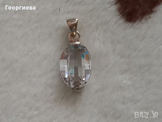 Сребърна висулка с камък, снимка 2 - Колиета, медальони, синджири - 45210161
