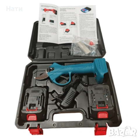 Акумулаторна безчеткова ножица в комплект с 2 батерии и куфар - компактна и прецизна, снимка 6 - Моторни триони/резачки - 54023496