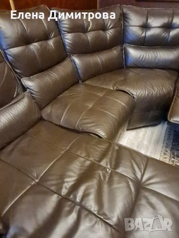 Прекрасен ъглов диван. Естествена кожа. , снимка 4 - Дивани и мека мебел - 45843572