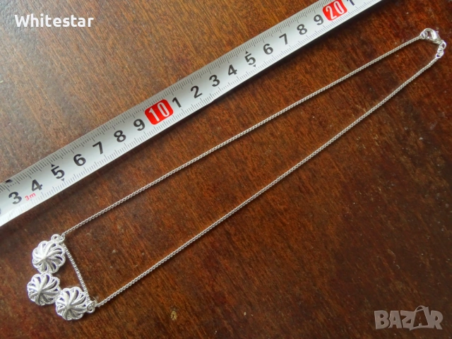 Посребрено дамско колие с елемент "цветове", снимка 3 - Колиета, медальони, синджири - 53632207