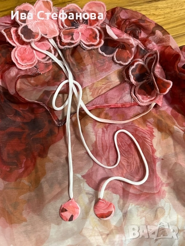 риза шифон релефни цветя флорален принт  вискоза 3 Д цветя риза шифон феерична , снимка 4 - Ризи - 51646866