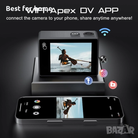 Apexcam Екшън камера 4K сензорен екран, 131 фута водоустойчива подводна камера, снимка 5 - Камери - 52926509