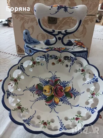 Португалска бяла керамика ръчно декорирана, снимка 12 - Декорация за дома - 49673322