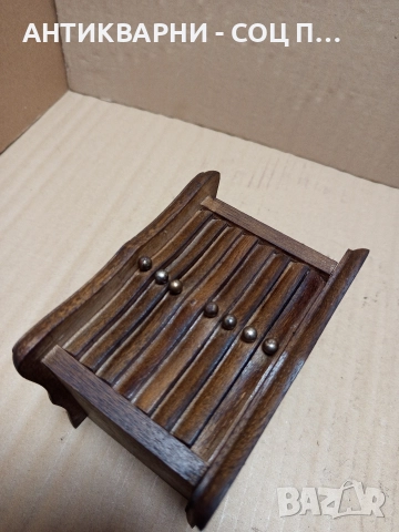 Комплект Стара Дървена Кутия С Подложки За Чаши. , снимка 3 - Антикварни и старинни предмети - 52697778