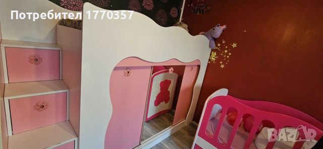 Двуетажно легло с гардероб, снимка 3 - Мебели за детската стая - 45537124