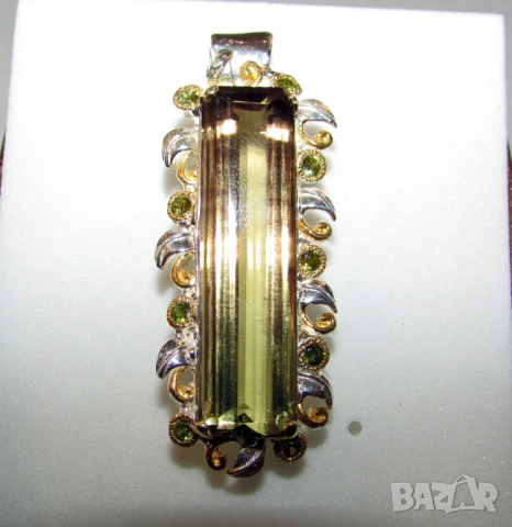 925 сребърно колие с лимонов кварц 65 карата