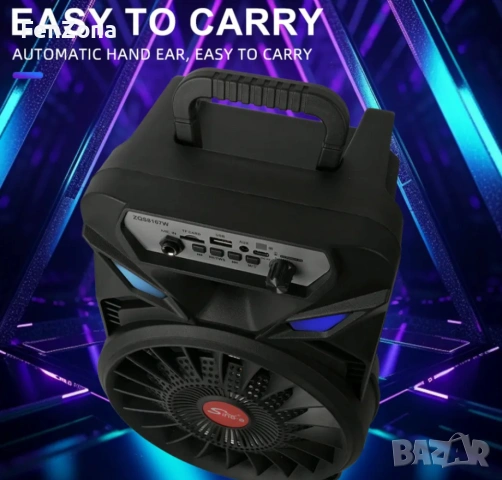 Преносима безжична тонколона 8" с микрофон,12м гаранция, снимка 5 - Тонколони - 54105341