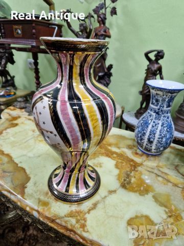 Уникална много красива антикварна колекционерска порцеланова белгийска ваза H.BEQUET , снимка 2 - Вази - 45234668