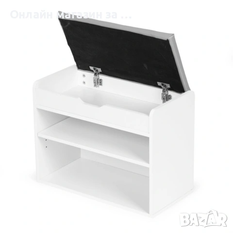 Шкаф за обувки ModernHome със седалка 60 x 43 x 30 см бял, снимка 5 - Шкафове - 53380227