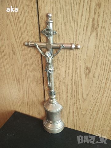 Предвоенен месингов стоящ кръст, 1890 г.стар бронзов масивен кръст разпятие ХРИСТОС, снимка 5 - Колекции - 45142276