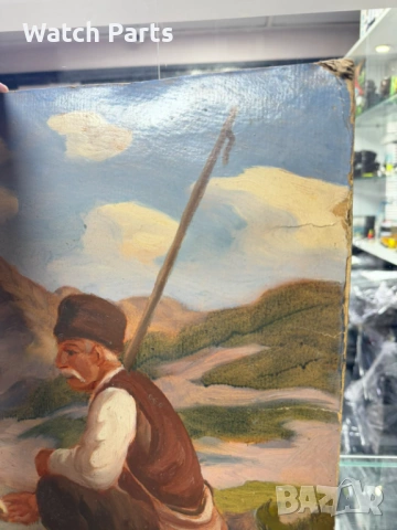 Стара картина маслени бой на картон , снимка 4 - Антикварни и старинни предмети - 53814939