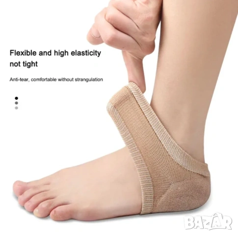 Чорапи с Силиконова Подложка за Напукани Пети Протектори за Пети Против Протриване Плантарен Фасциит, снимка 3 - Други - 54067979