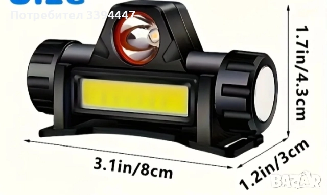 Челник с вградена батерия и USB кабел комплект , снимка 3 - Къмпинг осветление - 52807838