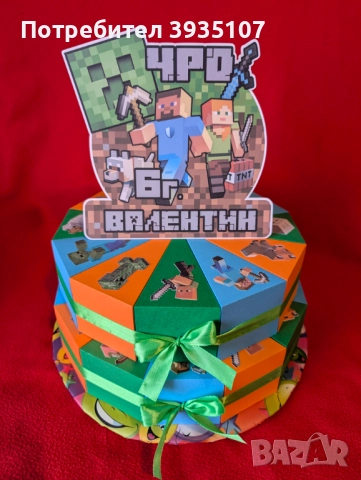 Картонена торта Майнкрафт, снимка 2 - Други - 52079928