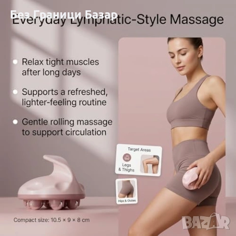 Нов Ръчен антицелулитен масажор за бедра корем и ръце с 7 ролкови топки, снимка 3 - Други - 53970206