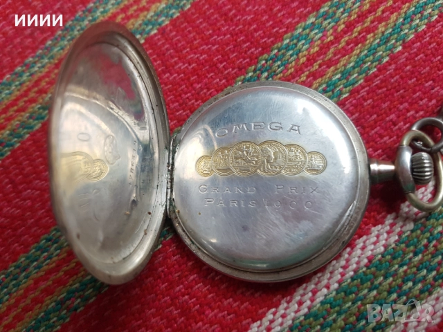 Сребърен джобен часовник OMEGA , снимка 3 - Антикварни и старинни предмети - 52559097