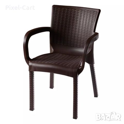 Удобен градински стол от полипропилен - Кафяв, снимка 3 - Столове - 46461272