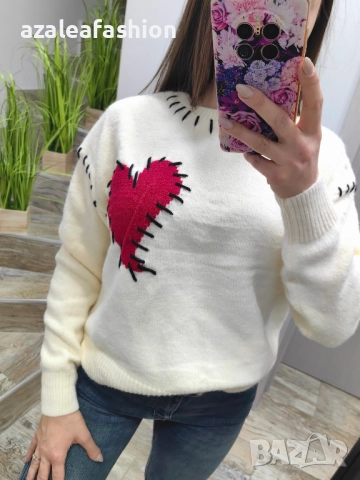 Дамски пуловер със сърце, снимка 3 - Блузи с дълъг ръкав и пуловери - 52771349