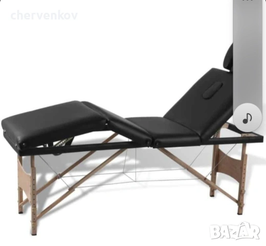 четирисекторна дървена козметична масажна кушетка четирисекционна черен цвят, снимка 2 - Кушетки - 53165920