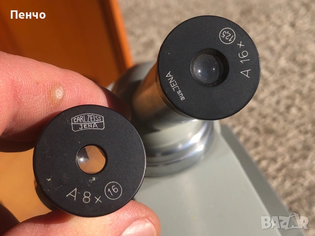 стар професионален микроскоп "CARL ZEISS JENA" - Germany DDR, снимка 7 - Антикварни и старинни предмети - 44208367