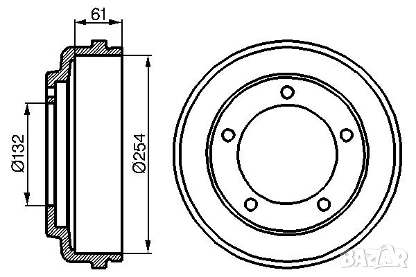 Барабан спирачен заден за FORD TRANSIT,TRANSIT TOURNEO 2.0-2.9 12.85-12.00г.№ S70062, снимка 3 - Части - 50789972
