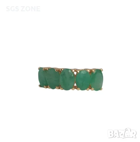 Пръстен Half Eternity с естествени рубини, изумруди и сапфири, снимка 6 - Пръстени - 49622868