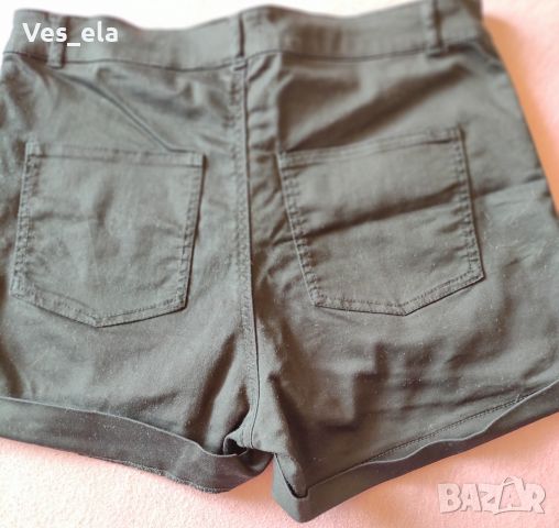 черни летни панталонки с висока талия, снимка 3 - Къси панталони и бермуди - 45253874