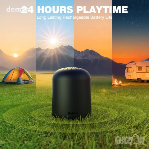 Преносим Bluetooth високоговорител Bobtot безжичен, водоустойчив, вграден микрофон, черен, снимка 4 - Bluetooth тонколони - 53778797