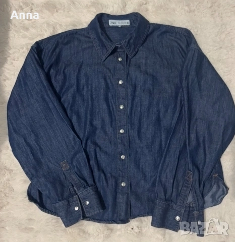 Стилен костюм. Материал: лек деним. Пролетно-лятен. Размер M. Марка: Zara., снимка 3 - Костюми - 53900863