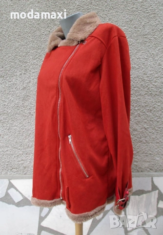 3XL Ново кожухче от велур, снимка 6 - Палта, манта - 53180511