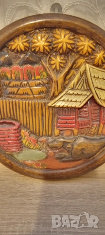 Дървено пано.Кристална ваза. Вази, снимка 2 - Вази - 52589485