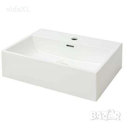 vidaXL Мивка с отвор за кран, керамична, бяла, 51,5x38,5x15 см（SKU:142346, снимка 1 - Мивки - 45886981