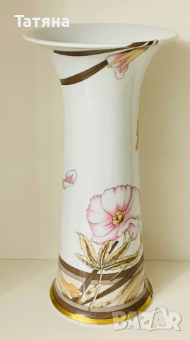 Немска порцеланова ваза от HUTSCHENREUTHER AND LEONARD, 28 см, снимка 4 - Вази - 53145458