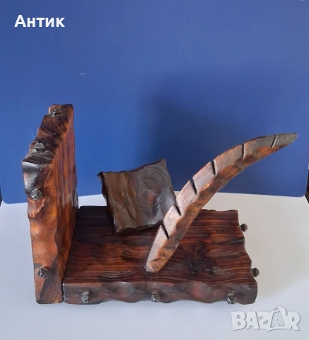 Масивен Дървен Стопер за Книги Дърворезба , снимка 3 - Други ценни предмети - 53645065
