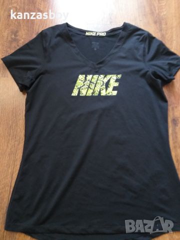 Nike Pro Short Sleeve V-Neck - страхотна дамска тениска КАТО НОВА ХЛ, снимка 4 - Тениски - 46276416