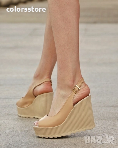 Сандали на платформа - бежова кожа - VDL80 