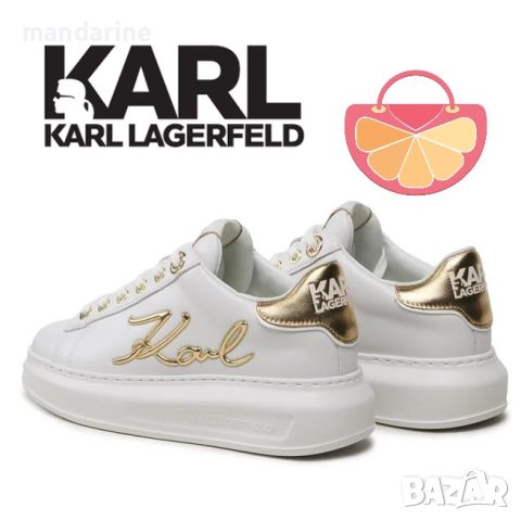 KARL LAGERFELD № 37 & 38 🍊 Дамски кожени кецове "WHITE & GOLD" нови с кутия, снимка 11 - Кецове - 45402575