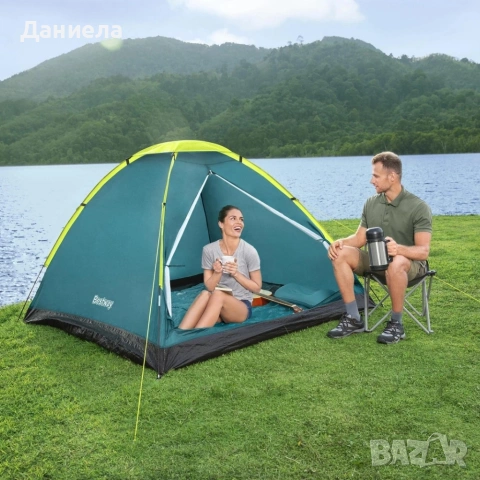 Двуместна лека къмпинг палатка с комарник и чанта за пренасяне, 205x145x100см, снимка 4 - Палатки - 54203287