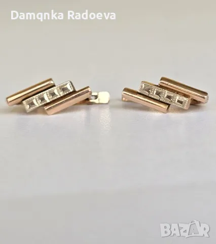 Украйнски златни обеци 14 карата, снимка 2 - Обеци - 46708524