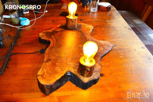 Страхотни дизайнерски лампи от орехово дърво , снимка 2 - Лампи за таван - 51404958