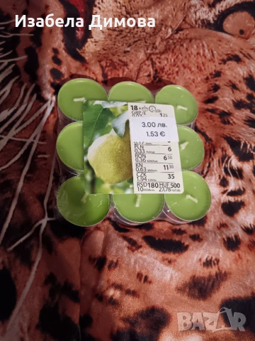 Зелени малки свещи с  аромат на круша