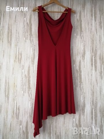 Винтидж дамска асиметрична еластична червена рокля р-р S, снимка 10 - Рокли - 45810833