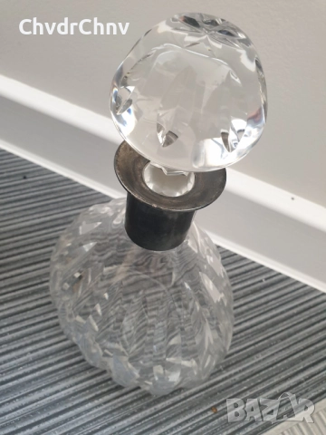 сребро 835/WTB Германия 19ти век/стара немска кристална гарафа 25см/шише с тапа, снимка 2 - Прибори за хранене, готвене и сервиране - 51467306