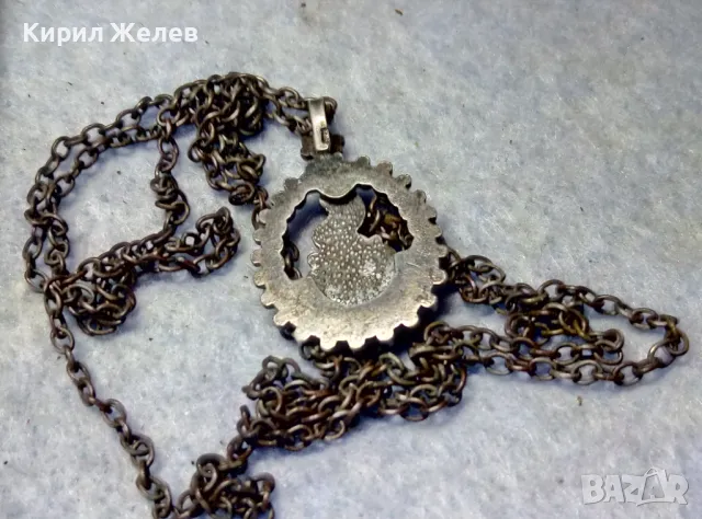 СТАР ФЛОРАЛЕН СРЕБЪРЕН МЕДАЛЬОН ОКСИДИРАНО СРЕБРО ВИСОКА ПРОБА с ПЕЧАТ МК8 и СРЕБЪРНА ВЕРИЖКА 48962, снимка 3 - Антикварни и старинни предмети - 50072885