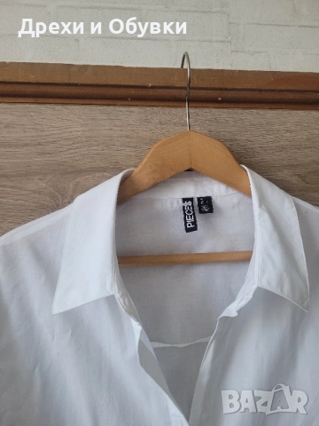 Нова дълга бяла риза PIECES , снимка 6 - Ризи - 48113386