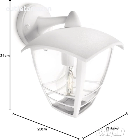Стенна лампа Philips My Garden Creek, 1 x 60 W, 220 V, бяла , снимка 2 - Лампи за стена - 52745514