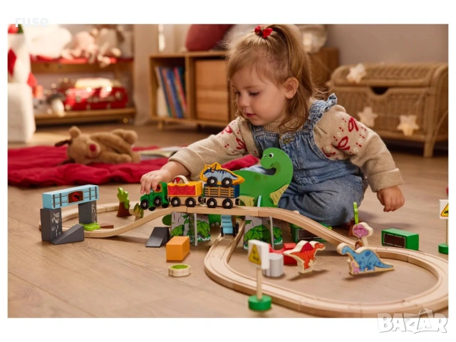 НОВИ! Дървено влакче с релси железница Динозаври, снимка 7 - Влакчета, самолети, хеликоптери - 54144507