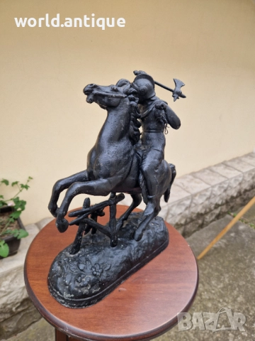 Страхотна антикварна английска метална фигура статуетка , снимка 8 - Антикварни и старинни предмети - 52269991