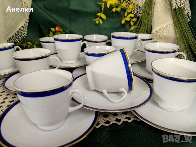 PMR Bavaria сетове с кант кобалт и злато, снимка 2 - Чаши - 52772827