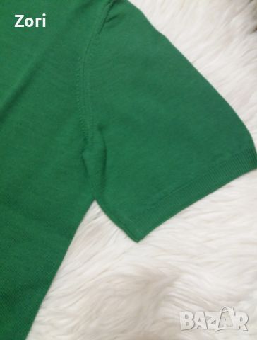 СТРАХОТНА зелена блуза от фино еластично плетиво , снимка 2 - Тениски - 45076362